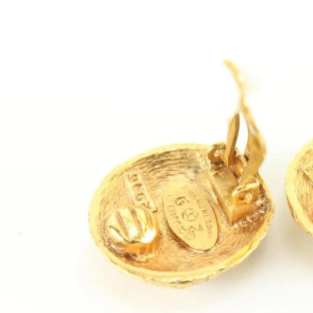 Chanel 24k Gold Plated Woven Quilted Raffia CC Logo Earrings 58cc825s